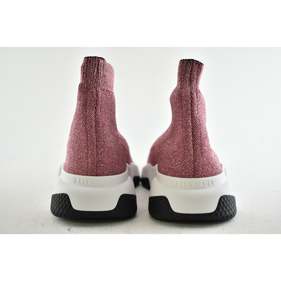 Balenciaga Women Speed Sock Trainer Pink Glitter White Black Runner Sneakers 42 - Picture 11 of 12